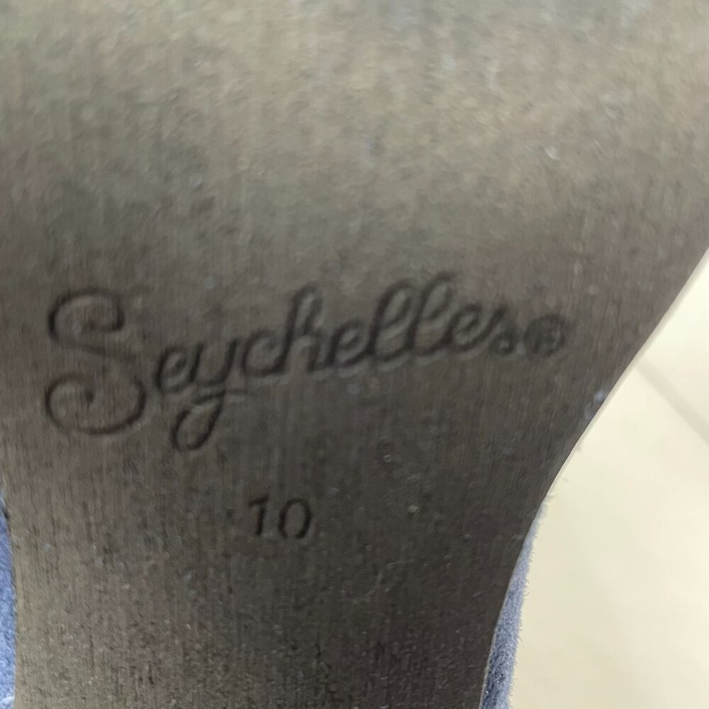 Seychelles Blue Suede Ankle Bootie with Offset Block Heel - Picture 8 of 8